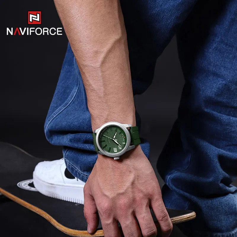 2022 NAVIFORCE Casual Watch for Men 3ATM Waterpeoof Military Sports Watches Men Silicone Band Wristwatches Relogio Masculino