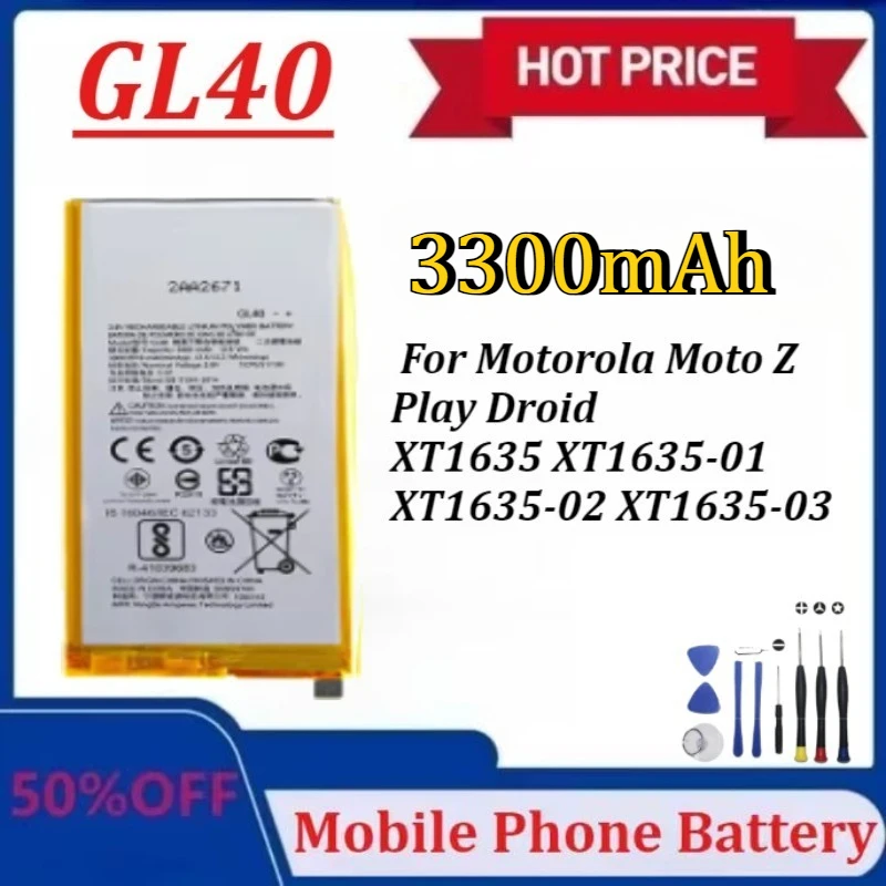 

Upgraded GL40 3300mAh Battery for Motorola Moto Z Play Droid XT1635 XT1635-01 XT1635-02 XT1635-03 Mobile Phone Batteries+Tools