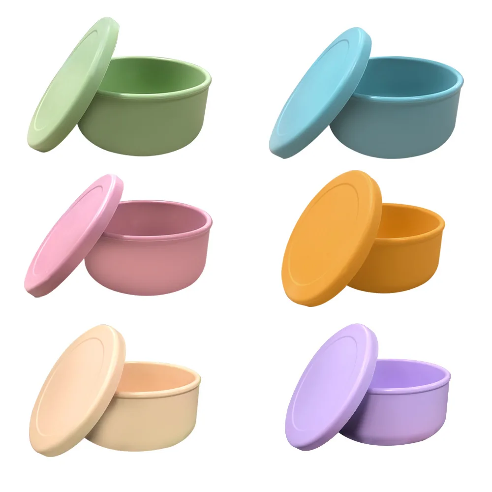 Round Silicone Lunch Box Student Lunch Box Microwaveable Lunch box Food Storage Container Silicone Leakproof Salad Bowl