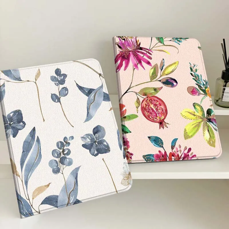 

Blue Leaf Flower Pattern Gift Tablet Case For Samsung Tab Galaxy S6 S11 A A7 A8 A9 A11 10.1 10.4 10.5 Plus Lite