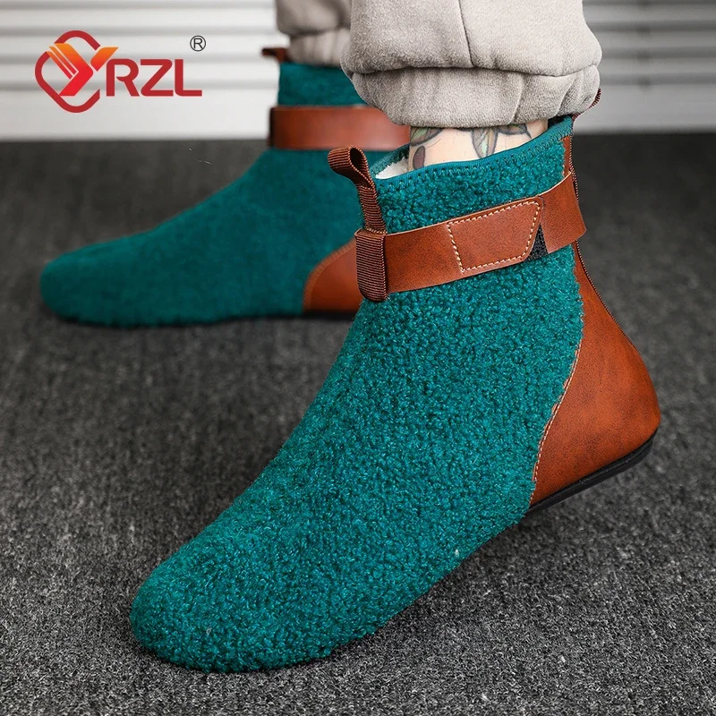 

YRZL Men Shoes Winter Male Boots Men's Warm Slipper Flats Soft Non-slip Man Casual Shoes Comfortable Home Indoor Slippers Men