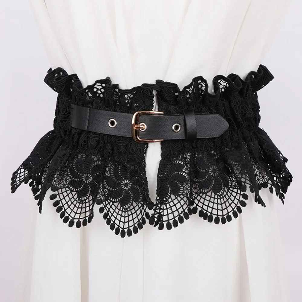 

Lace belt women's wide skirt fashion versatile decorative shirt dress waist with lace elastic waist seal