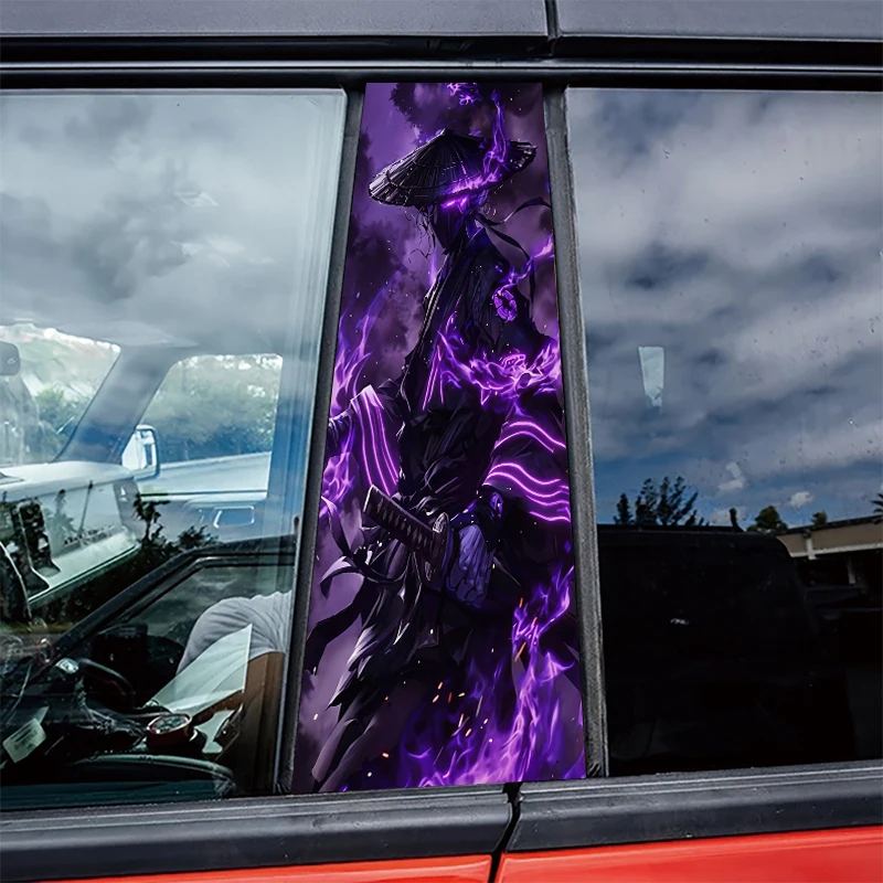 

2 pieces of automotive B-pillar film Purple Flame Dark Samurai Glossy material protective film