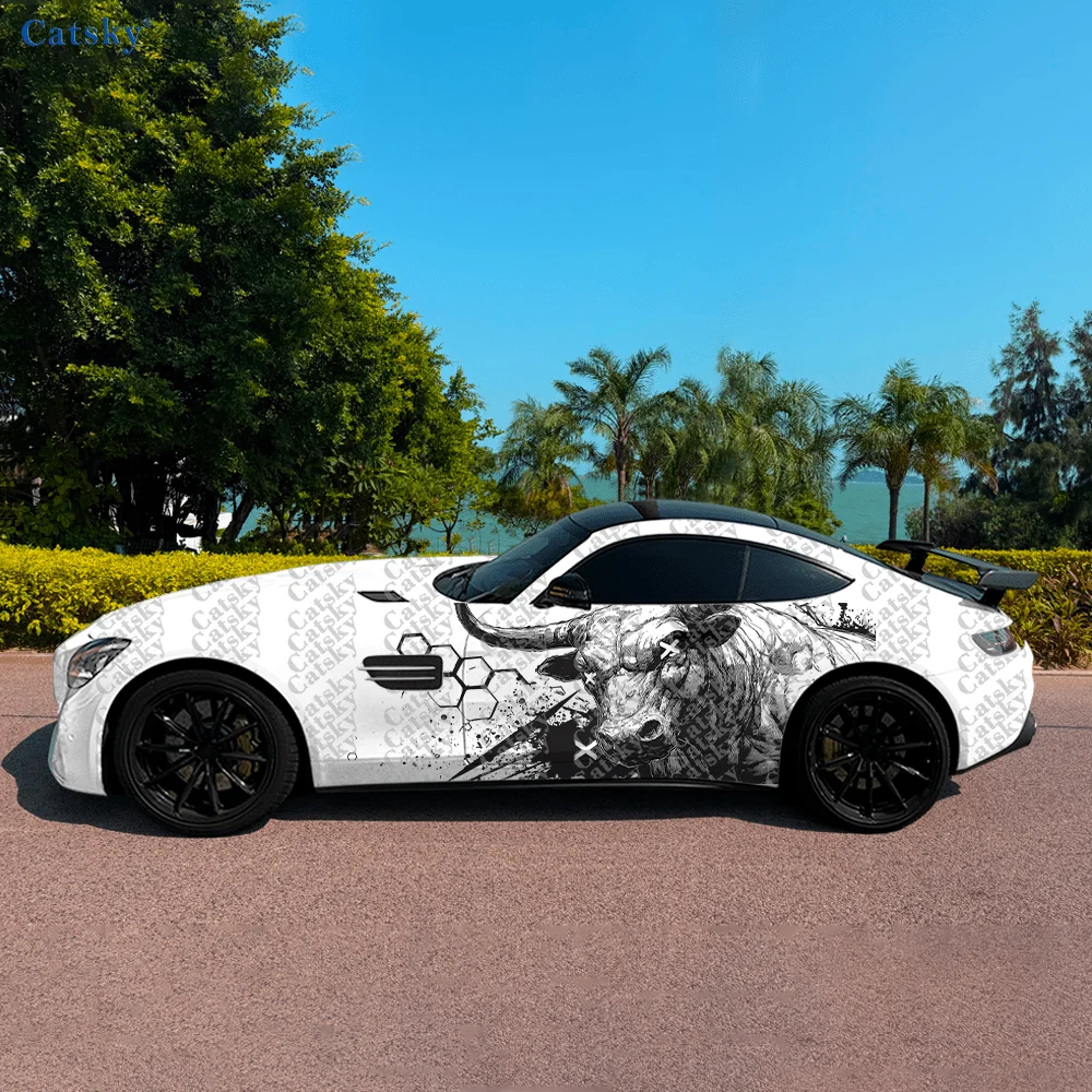 

Black Splashing Bull Car Side Sticker Decoration,PVC Waterproof Scratch Resistant Decal,Car Protect,Auto Accessories Gift