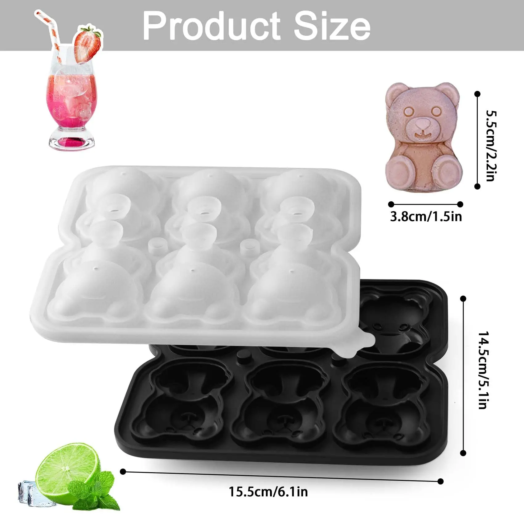 الدب قالب مكعبات الثلج 2/4/6 شبكات ثلاثية الأبعاد سيليكون قابلة لإعادة الاستخدام سبلاش واقية BPA الحرة للويسكي الكوكتيلات المشروبات الشوكولاته الحلوى عدد وأدوات