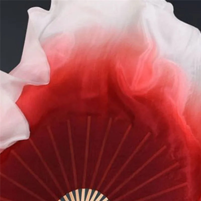 AEB0-حجاب مروحة الرقص الملون المصنوع يدويًا حجاب الرقص الشعبي للنساء زوج واحد من طبقتين حجاب الرقص الحريري الخفيف صبغ اليد (1L + 1R) #2