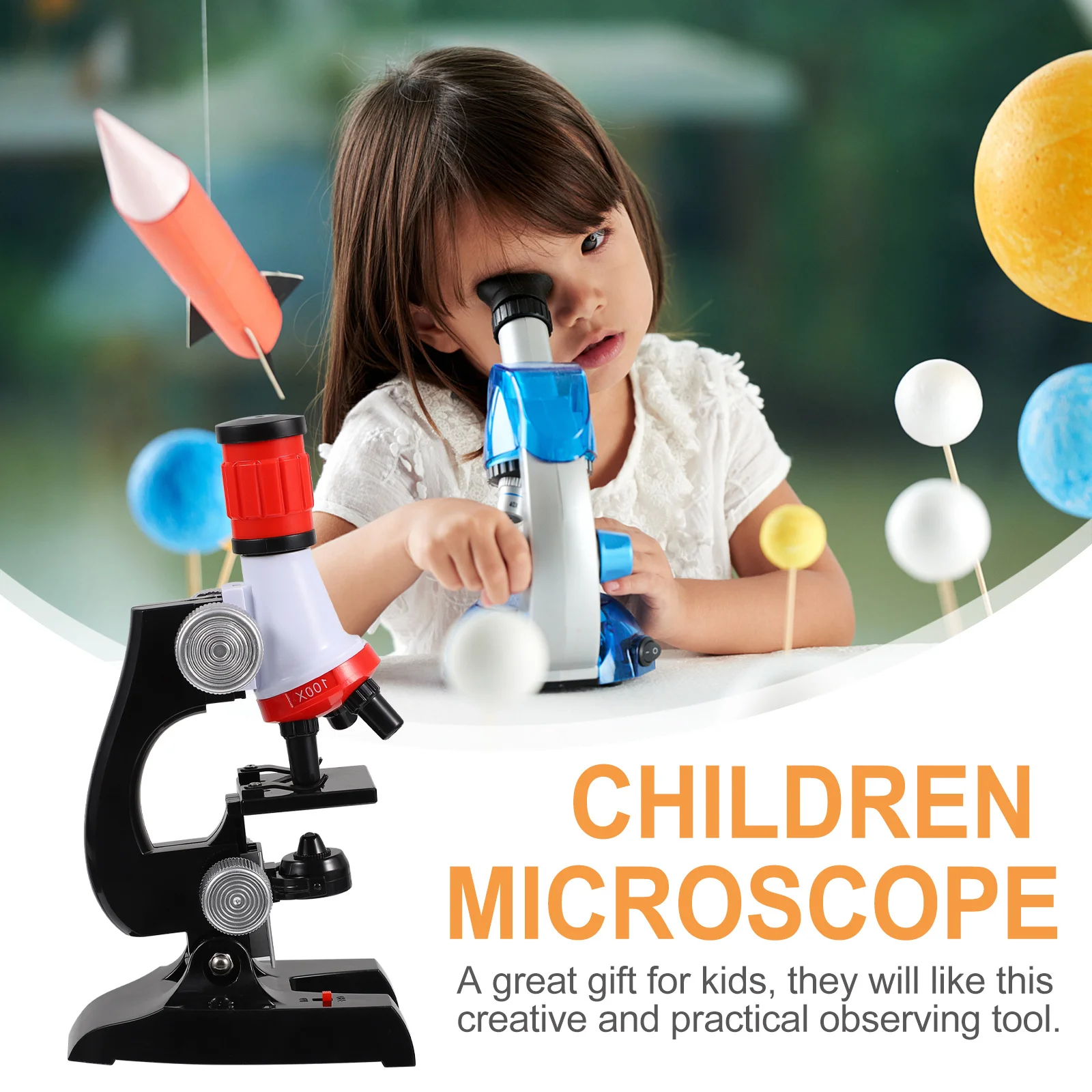 Microscope éducatif pour enfants, loupe biologique en plastique, Observation scientifique, fourniture d'enseignement expérimental précoce, 1 ensemble