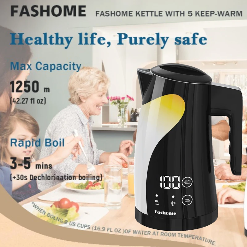 

Travel Electric Kettle Auto-off 1.25L Stainless Steel Portable Coffee Teapot 1300W Temperature Control Kitchen Smart Water Pot