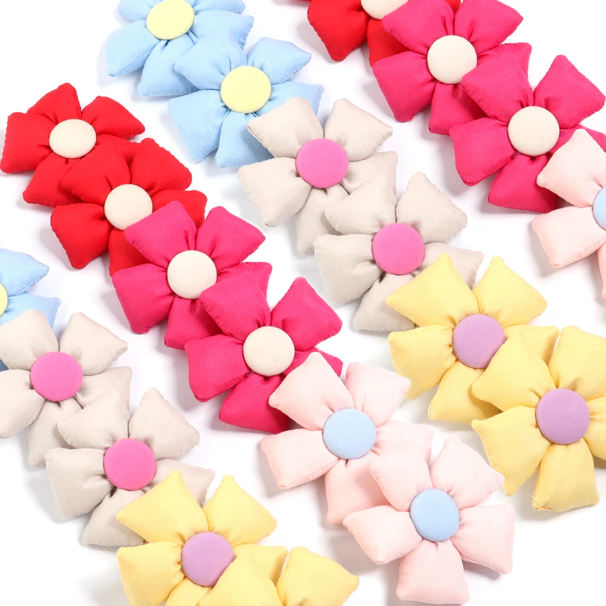 4pcs/lot 7cm Three Dimensional Filling Cotton Five Petal Flower For DIY Handmade Gifts Sewing Hairpin Decoration Accessories