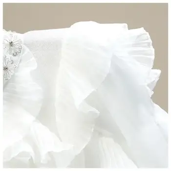 Těžká práce Flitry Korálky Diamanty Sladká halenka Trojrozměrné volánky Patchwork Košile s lucernou a stojáček Jednobarevný top 10 nejlepší prodej halenka s flitry - №1