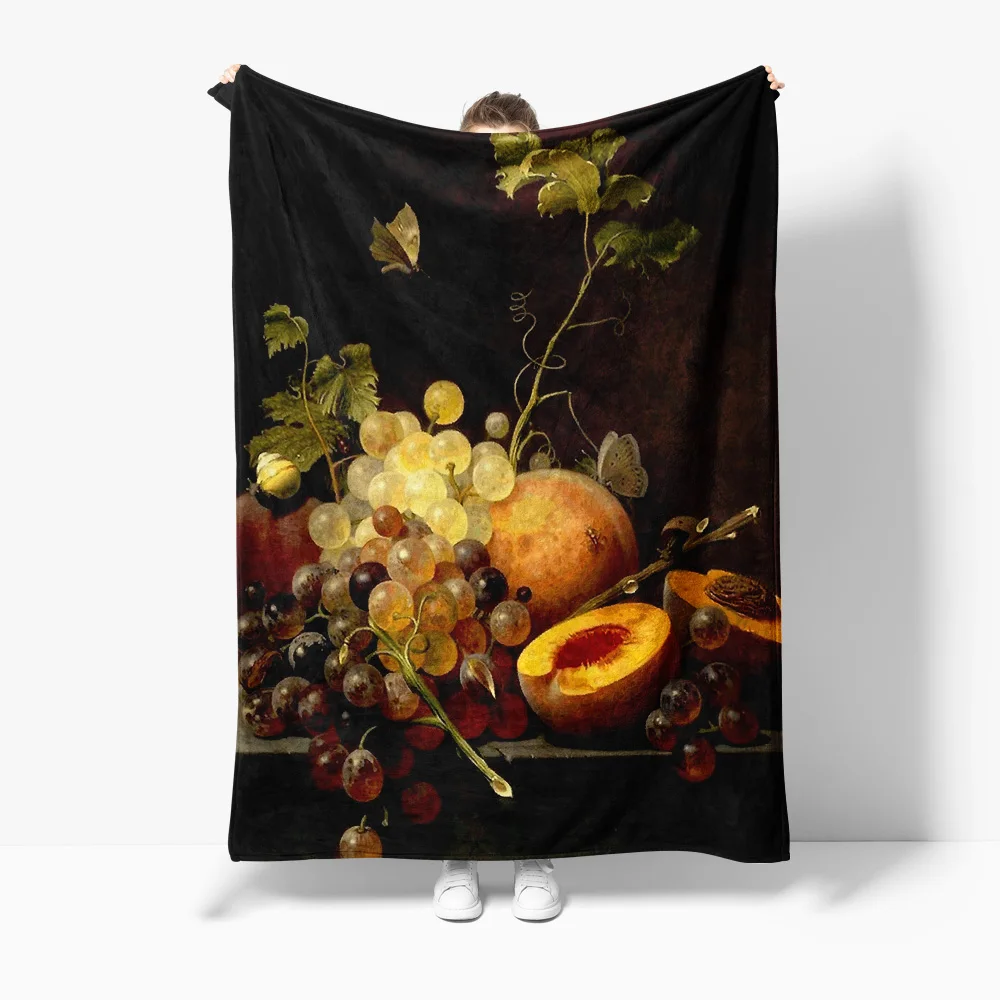 Still Life Fruit Painting Canvas Romantic Wall Art Decorative Throw Blanket for Living Room Bedroom Sofa Cushion Cover