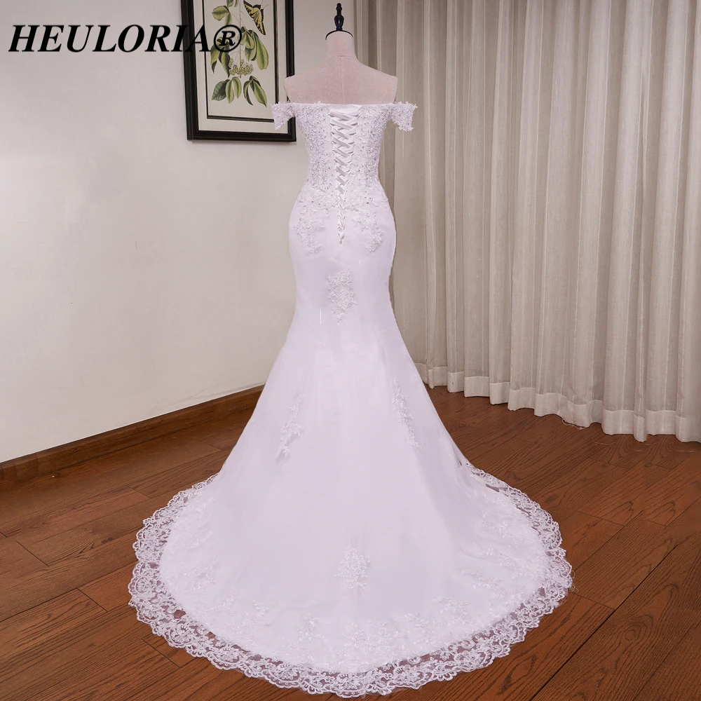 Heuloria Off Shoulder Zeemeermin Trouwjurken Veters Plus Size Bruid Jurk Robe De Mariage Aanpassen