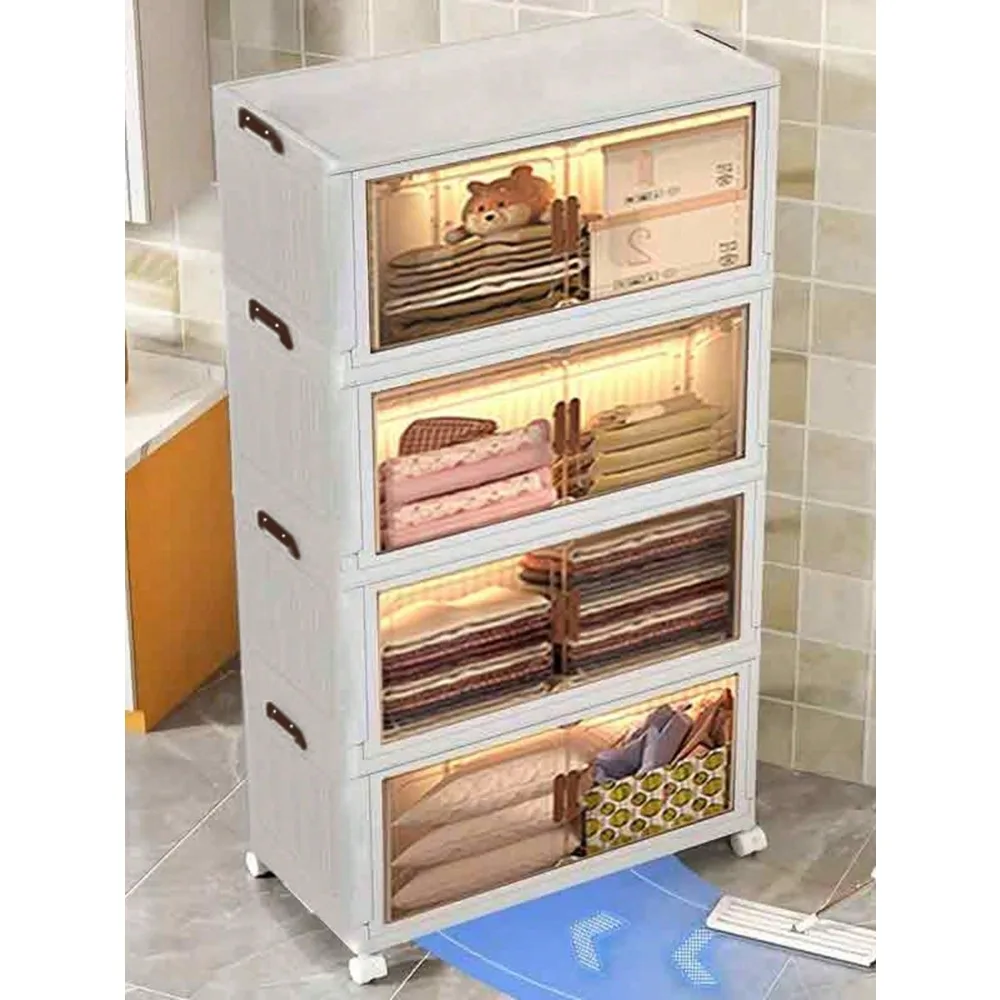 

Складной контейнер для хранения, с передним и верхним открытием, для организации хранения в домашнем офисе, складной пластиковый контейнер C