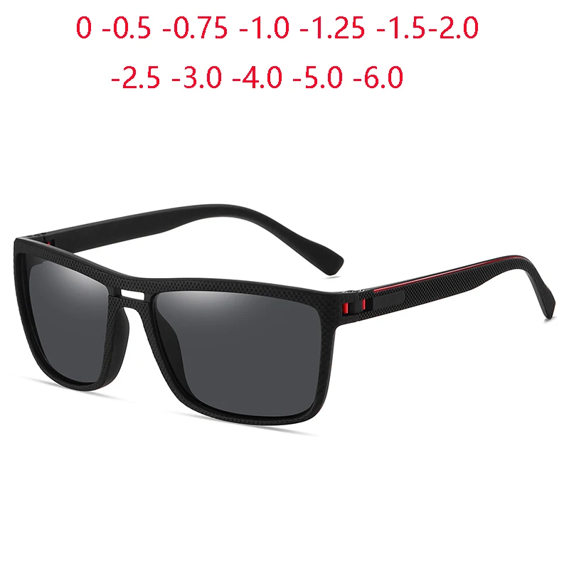 Outdoor Driving Square Myopia Sunglasses Men Polarized Ultraviolet-proof Anti-glare Prescription Sunglasses 0 -0.5 -0.75 To -6.0