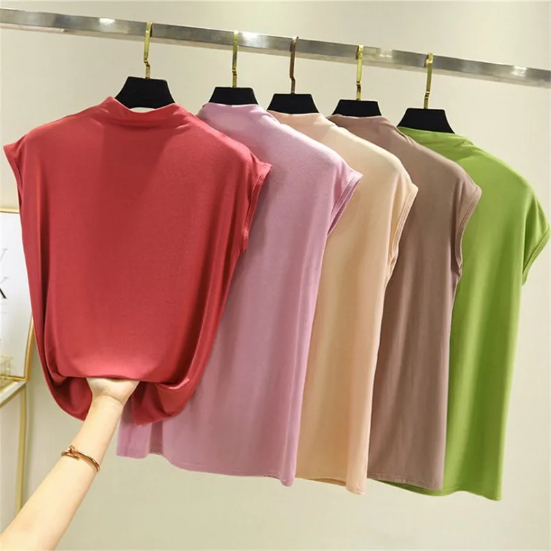 

Women Basic Cotton Shirt 2024 Spring Autumn Tops Korean Style Turtleneck Batwing Sleeve Shirt New Tops -