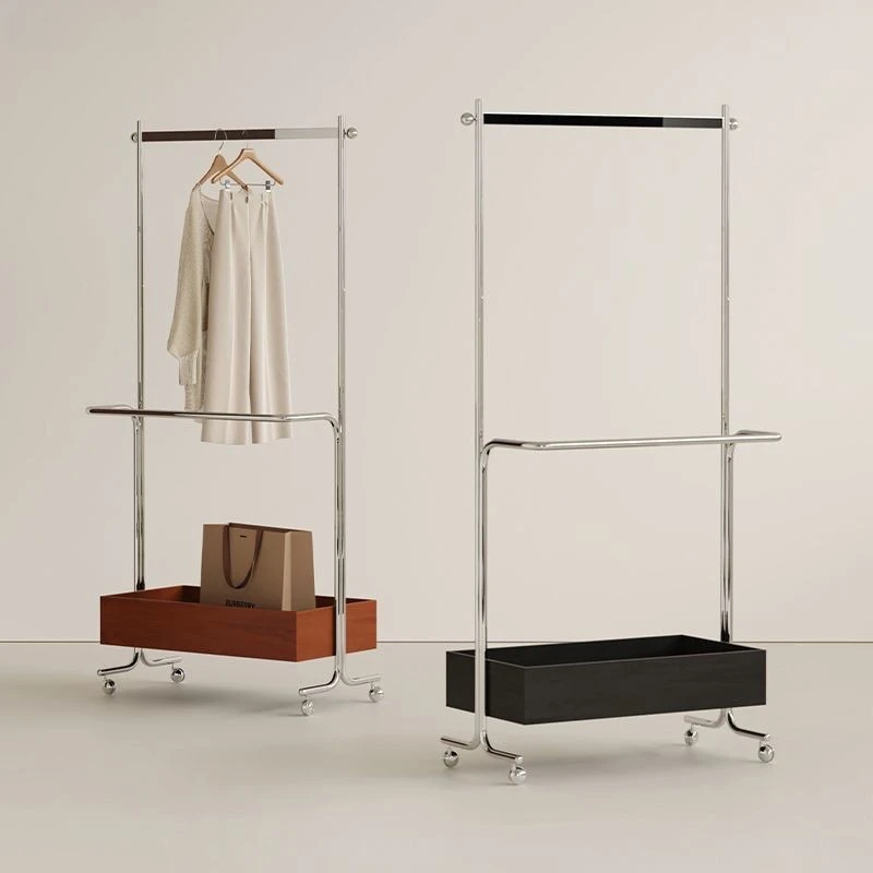 

Modern medieval floor hanger stainless steel hanger coat rack bedroom mobile clothing storage clothing rack