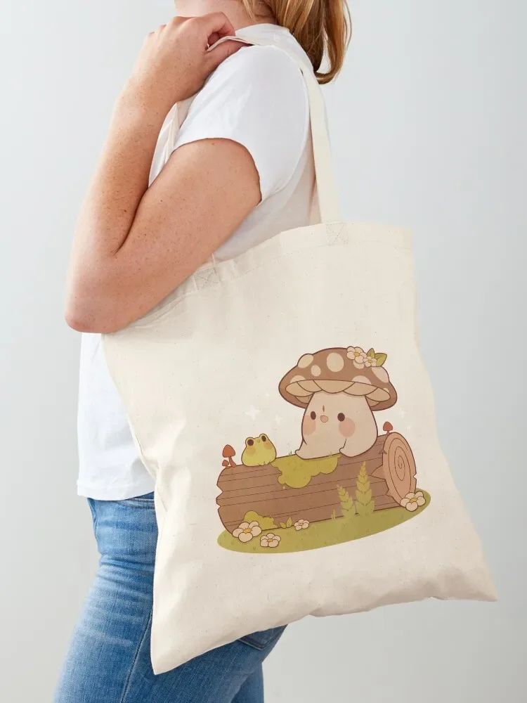 

Mushroom and frog friends Tote Bag large size bags sac pour femme shopping bag great bag