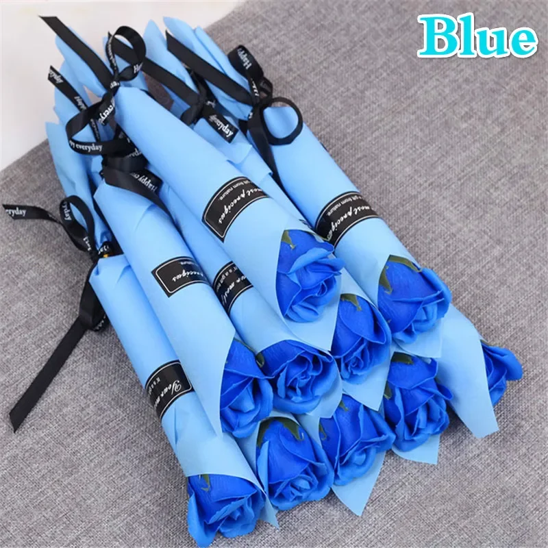 زهرة الورد الاصطناعي ، باقة الصابون ، الورود المزيفة متعددة الألوان ، زهرة الزفاف ، 10 زينة #5