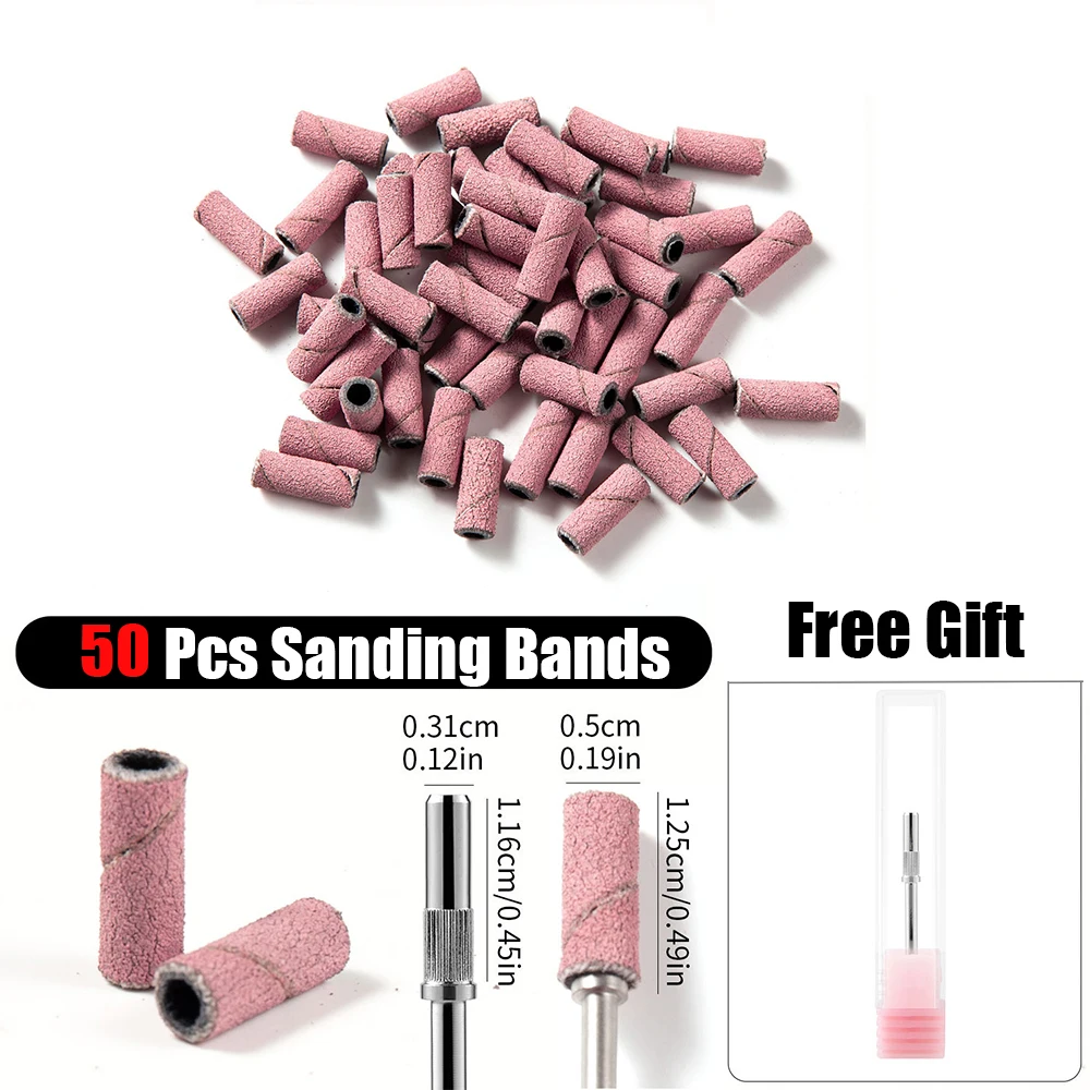 3MM Mini Sanding Bands with Steel Nail Drill Bits Mandrel for Electric Nails Drill Machine-51Pieces view 2