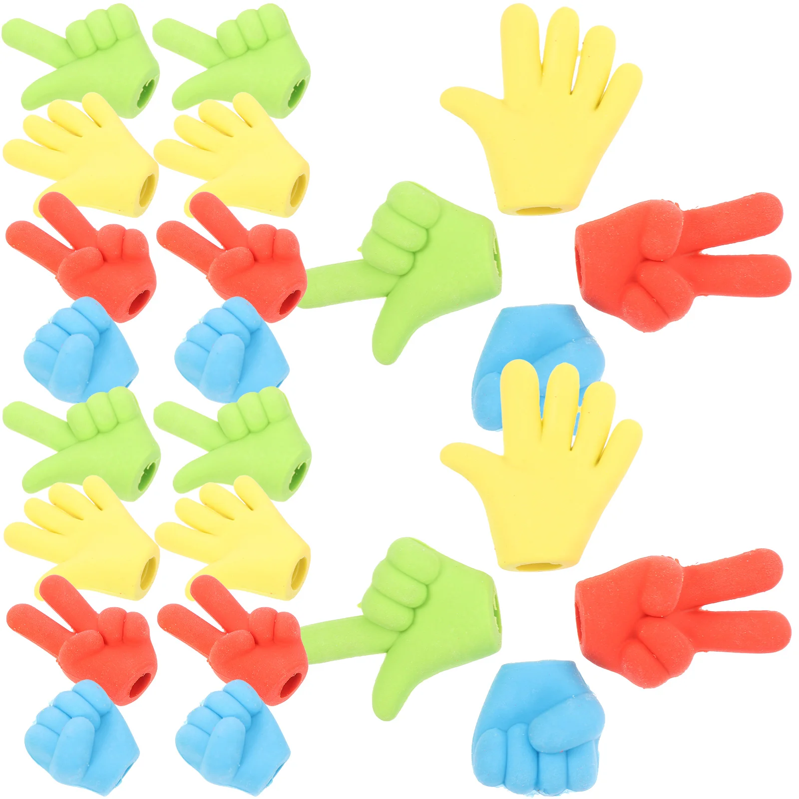 24 Pcs Finger Shaped Eraser Bulk Rubber School Supplies Cute Pencil Topper Kids Erasers Safe Study Aids Portable Gifts Student