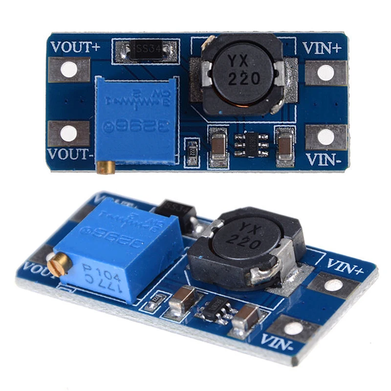 Módulo de impulso DC-DC 2a placa de fonte de alimentação de impulso conversor intensificador entrada de reforço 3v/5v para 5v/9v/12v/24v ajustável mt3608