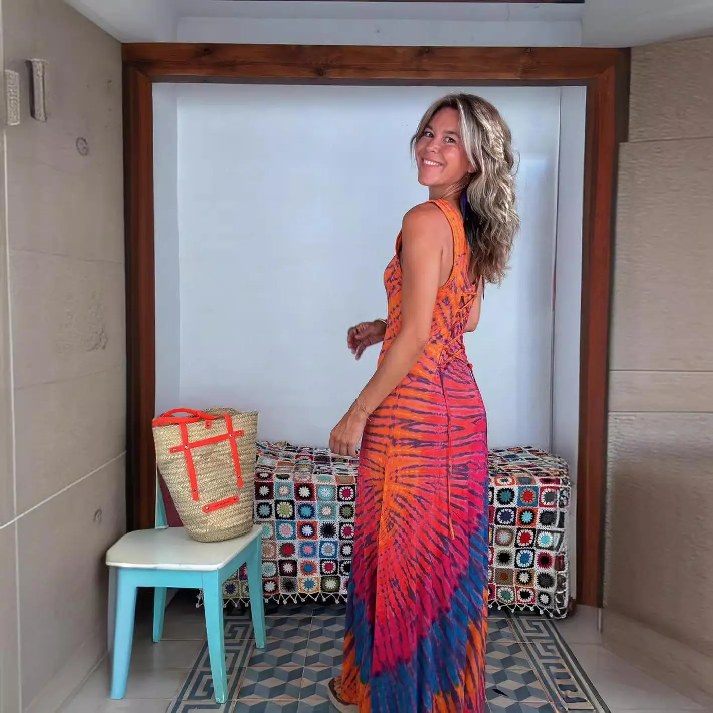 セクシーな夏のプリントスリムフィットバタイドレ女性のハイウエストストラップガウンポリエステル繊維ビジネスホームウェア