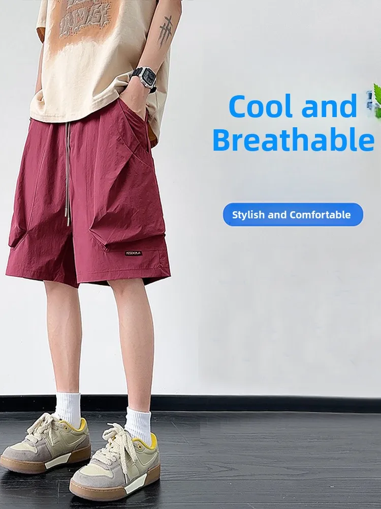 

Summer Men's Casual Loose Straight Leg ort Pants Workwear Thin Design Sense Large ket Comfortable Lightweight orts