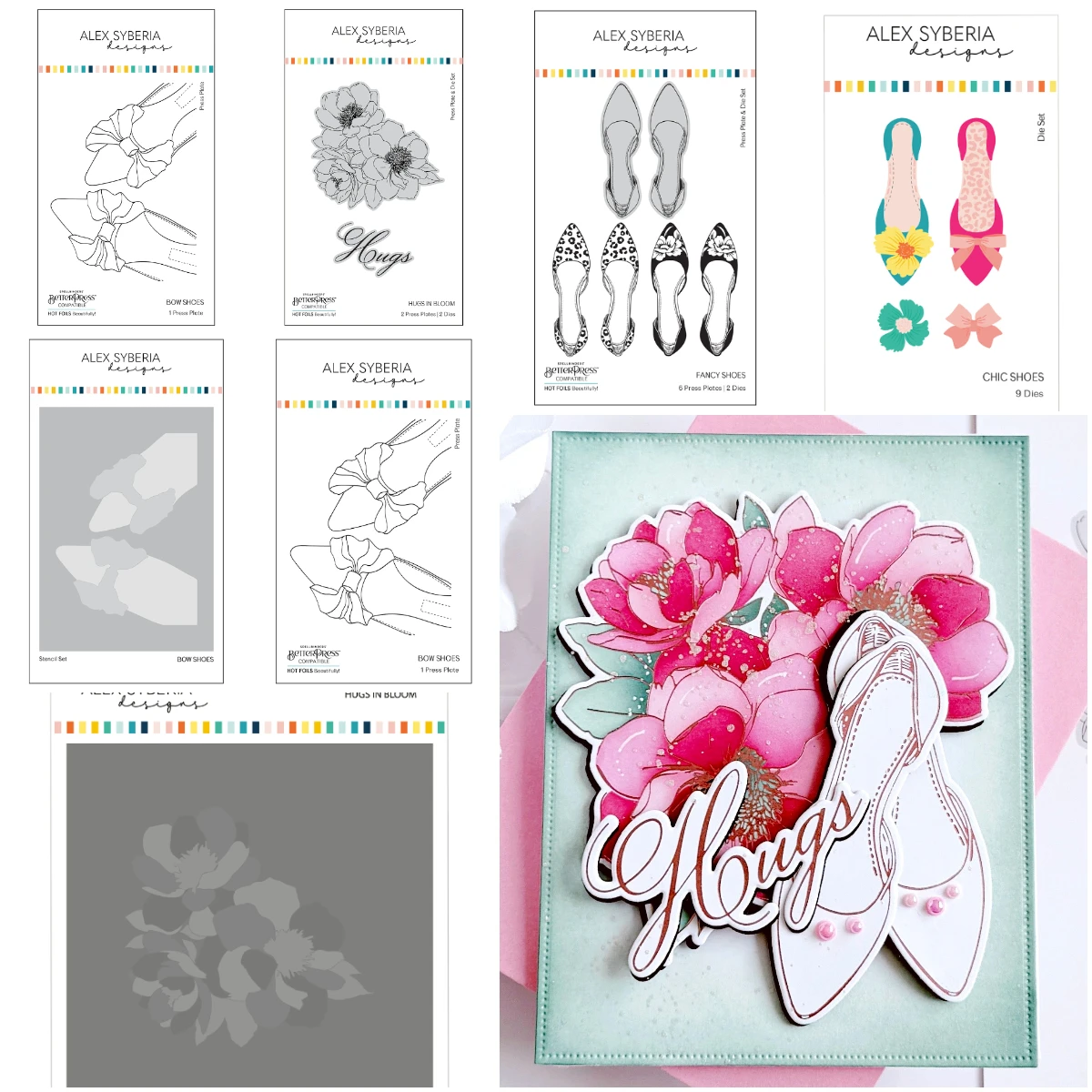 

Bow Shoes Hugs in Bloom New Metal Cutting Dies Hot Foil Scrapbook Diary Decoration Stencil Embossing Template Craft Template