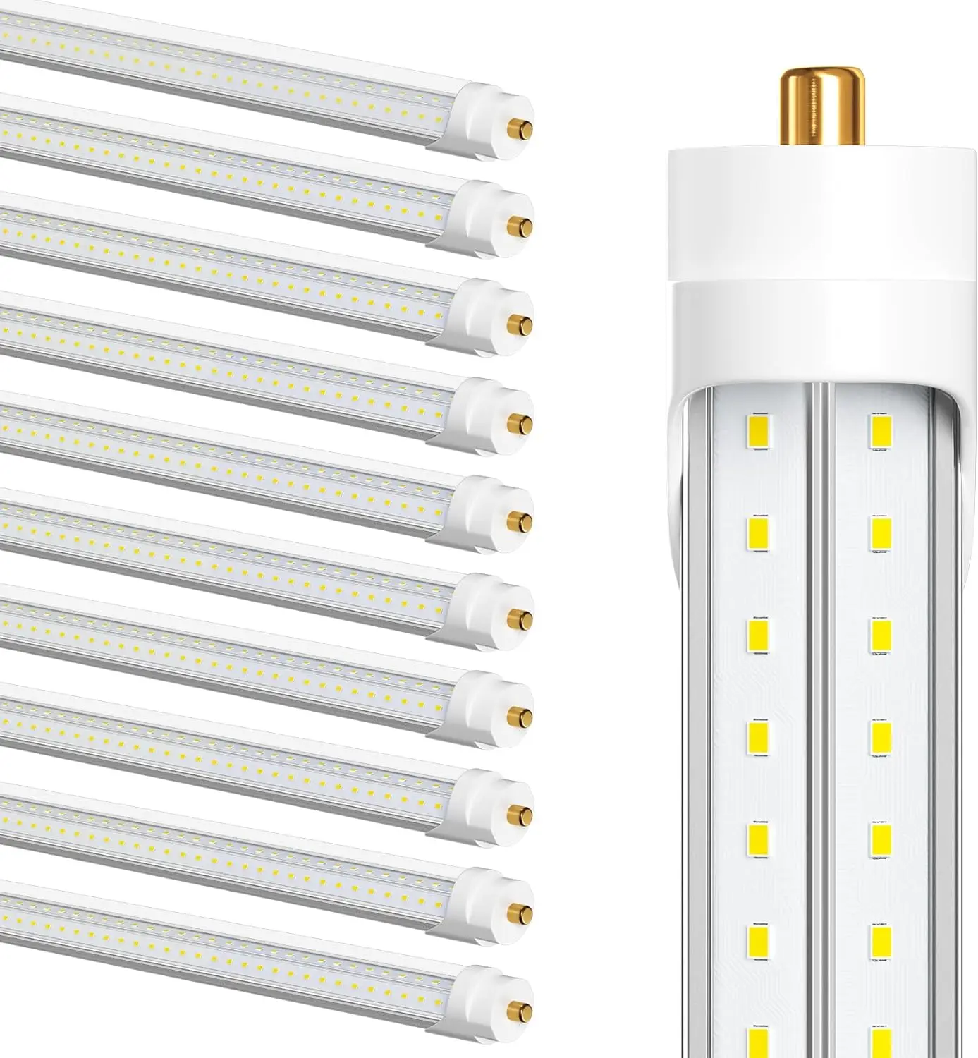 75W 8ft LED Bulbs, 9500LM 5000K V-Shaped Clear Cover T8 Tube Lights, Replacement for T8/T10/T12 Fluorescent Tubes