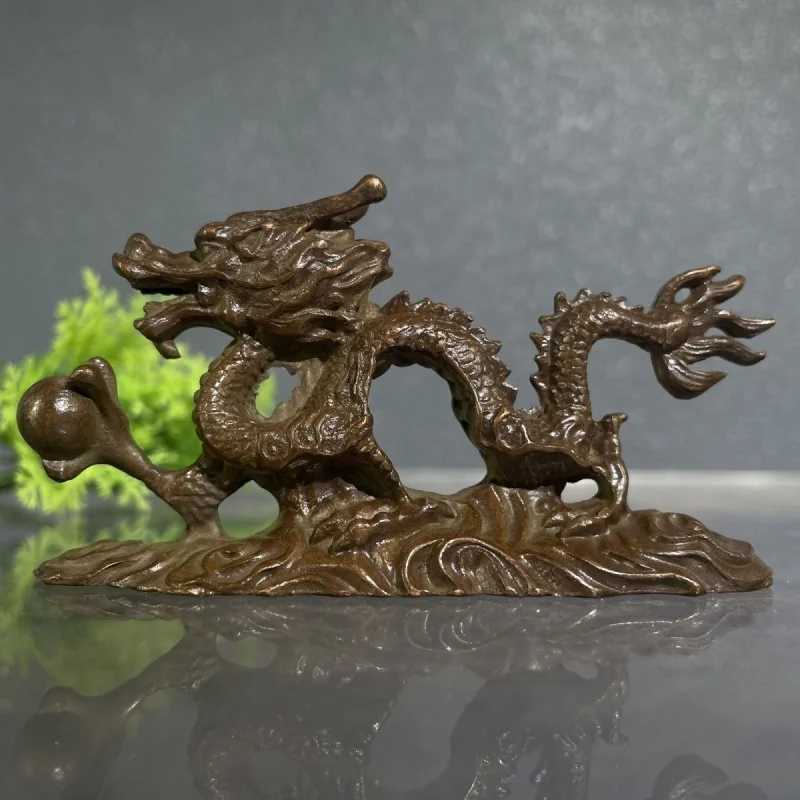 

Antique Style Imitation Vintage Qinglong Wealth-Attracting Zodiac Dragon Craft Golden Dragon Home Living Room Office Decoration