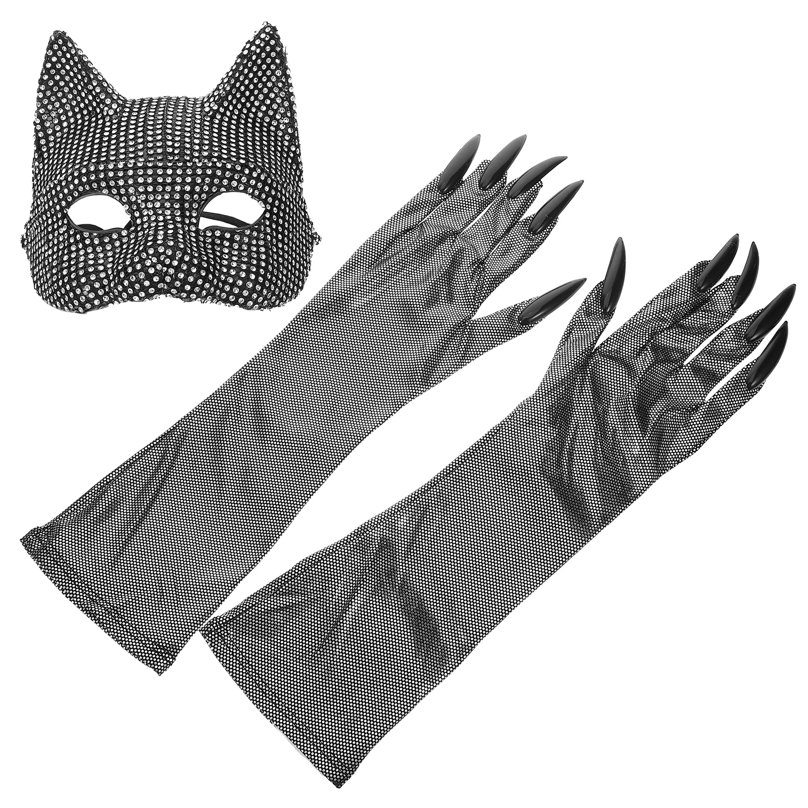 

Halloween Cat Costume Mask Glove Set The Animal Decor Hot Stamping Gloves