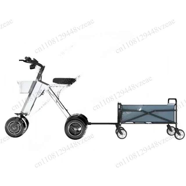450W 36V Aluminum Alloy Three-Wheel Electric Scooter - 10 Inch Adult Portable Folding Tricycle with Trailer/Basket