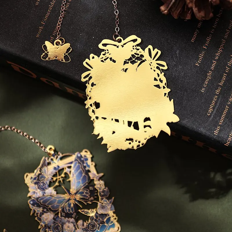 1 шт., металлическая закладка в стиле ретро с бабочкой, студенческий подарок, цветочная живопись, закладка, школьные канцелярские товары для учителей, офиса, учебы