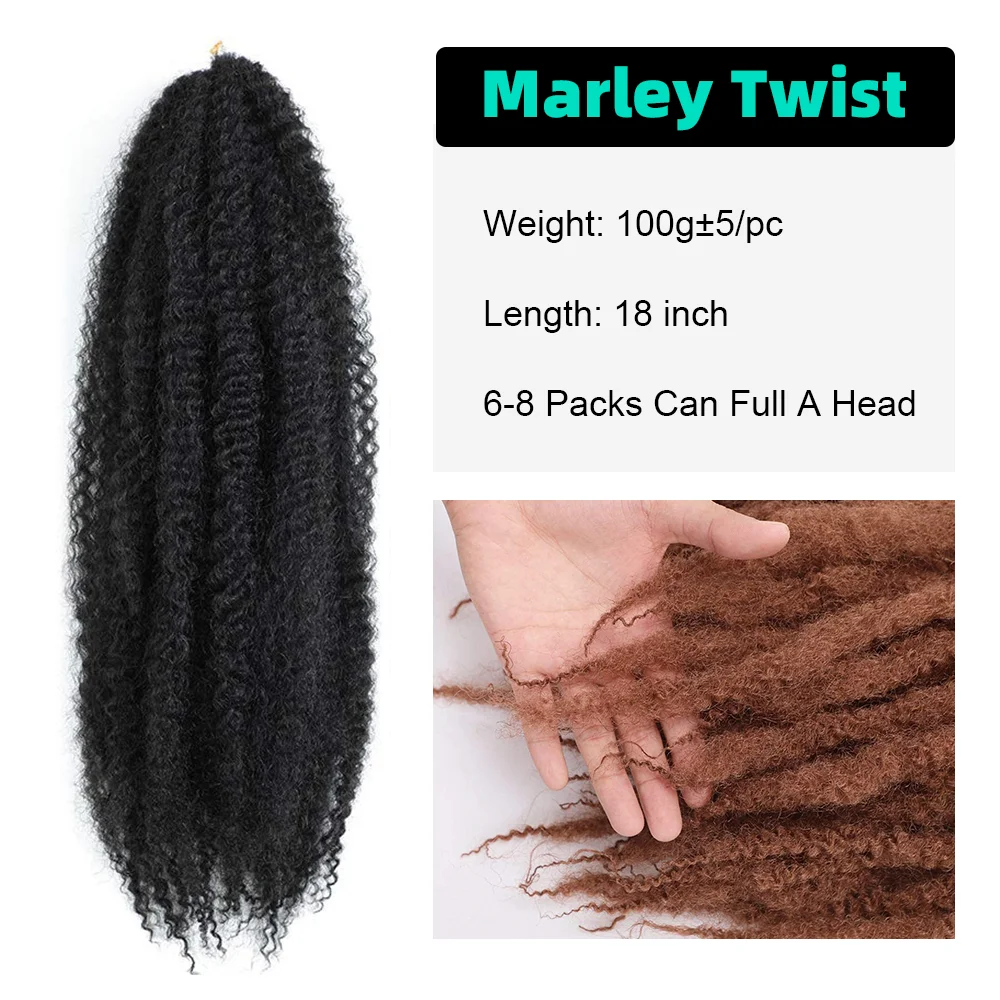 Cabelo Marley Crochet Tranças, Sintético Afro Kinky, Torção Cubana, Cabelo para torções, Extensões de cabelo, Crochet Twist