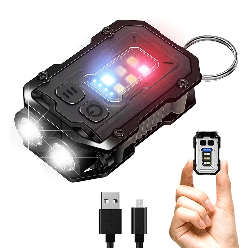 Potężny kieszonkowy latarka z akumulatorem Super jasne LED wielofunkcyjny magnetyczny COB LED EDC Mini brelok z latarką