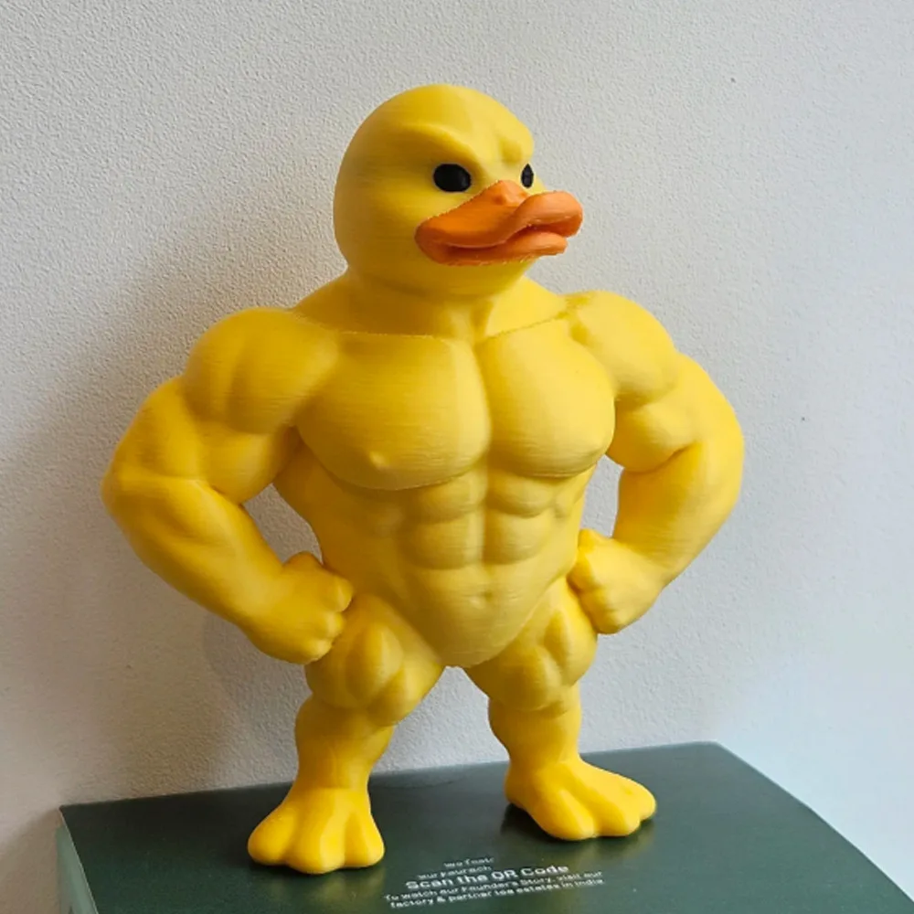Funny Big Muscle Duck 3D Printed PLA Statue, Cute Desktop Bookshelf Ornament, Creative Office Home Car Decor, Unique Gift Idea