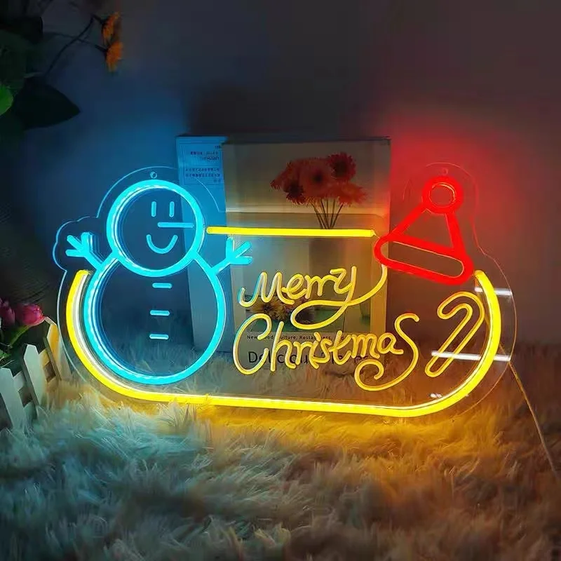 Merry Christmas Neon Led Sign Christmas Tree Elk Santa Claus Night Lights Kids Bedroom Decoration Party Bar Wall Decor Neon Gift