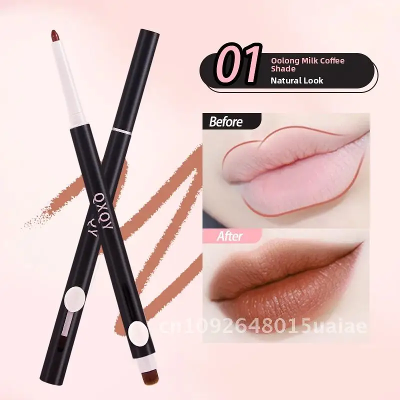 QXQY Pennello a doppia linea per labbra Nebbia morbida opaca Colore setoso Cintura per labbra Doodle Tazza non facile da attaccare Compatibile con la pelle neutra