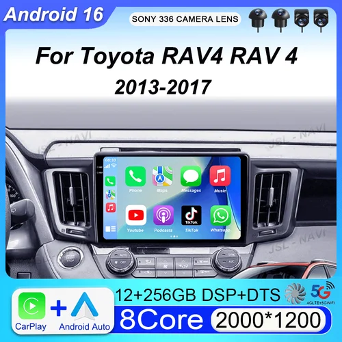 Imagen 1 del producto Radio para Auto Toyota RAV4 RAV 4 2013 - 2017 Multimedia Android 16 Reproductor de Video 4G Carplay GPS Estéreo Unidad Principal Auto WIFI+4G