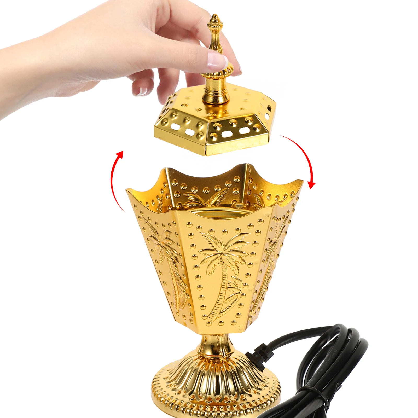 

Electric Incense Burner Copper Metal Censer for Living Room Aroma Burner Home Decor Portable Table Centerpiece
