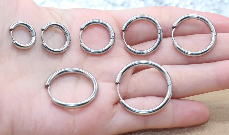 10 Paar Edelstahl-Creolen, Schmuckgeschenk, klassisches Design, 2,5 mm, 8/10/12/14, verblasst nicht, allergiefrei. – Detail 1