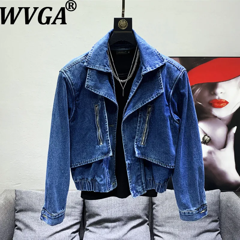 

WVGA Spring Autumn New Man Tide Short Turn-down Collar Jacket Niche Chic Casual Patchwork Trendy Padded Shoulder Coat Ins W12613