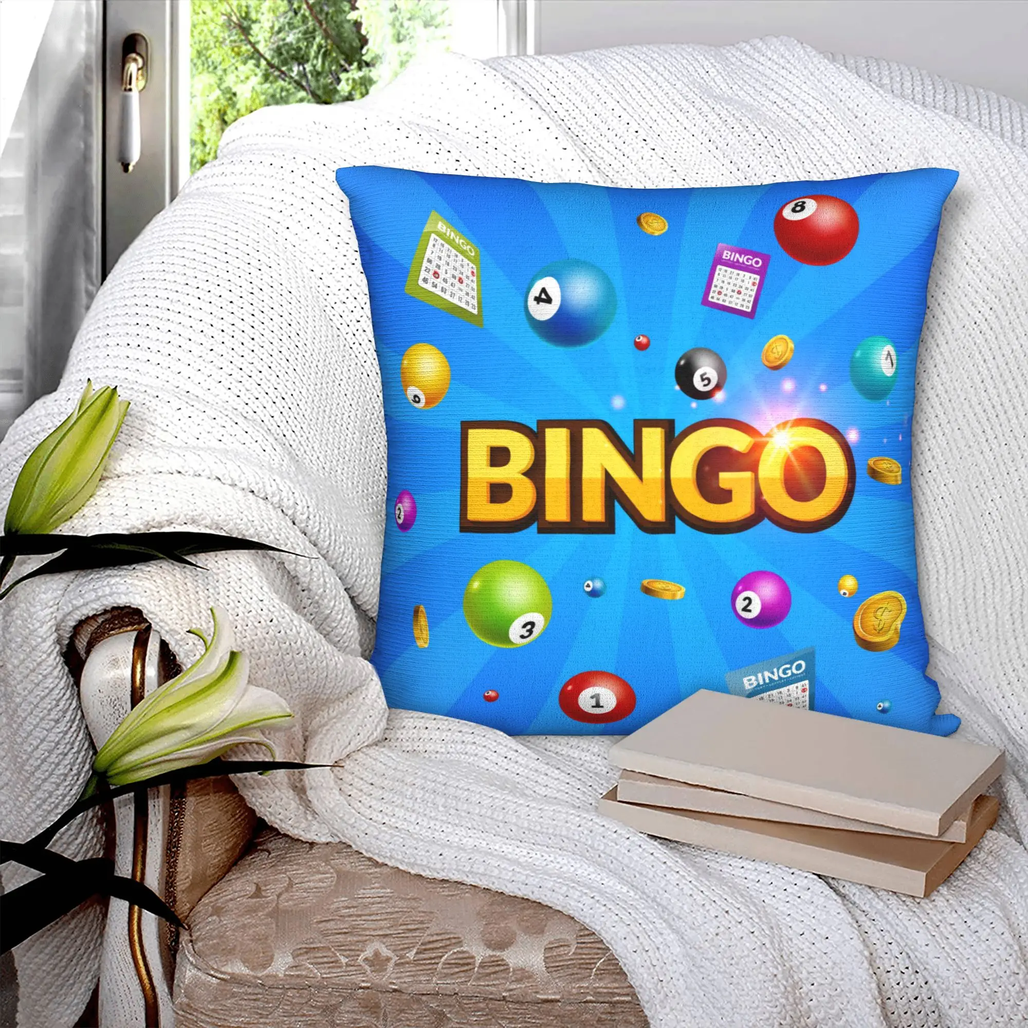 Luxury Hot Game Bingo Sofa Cushion Cover Polyester  Pillow Case Bedroom Decoration