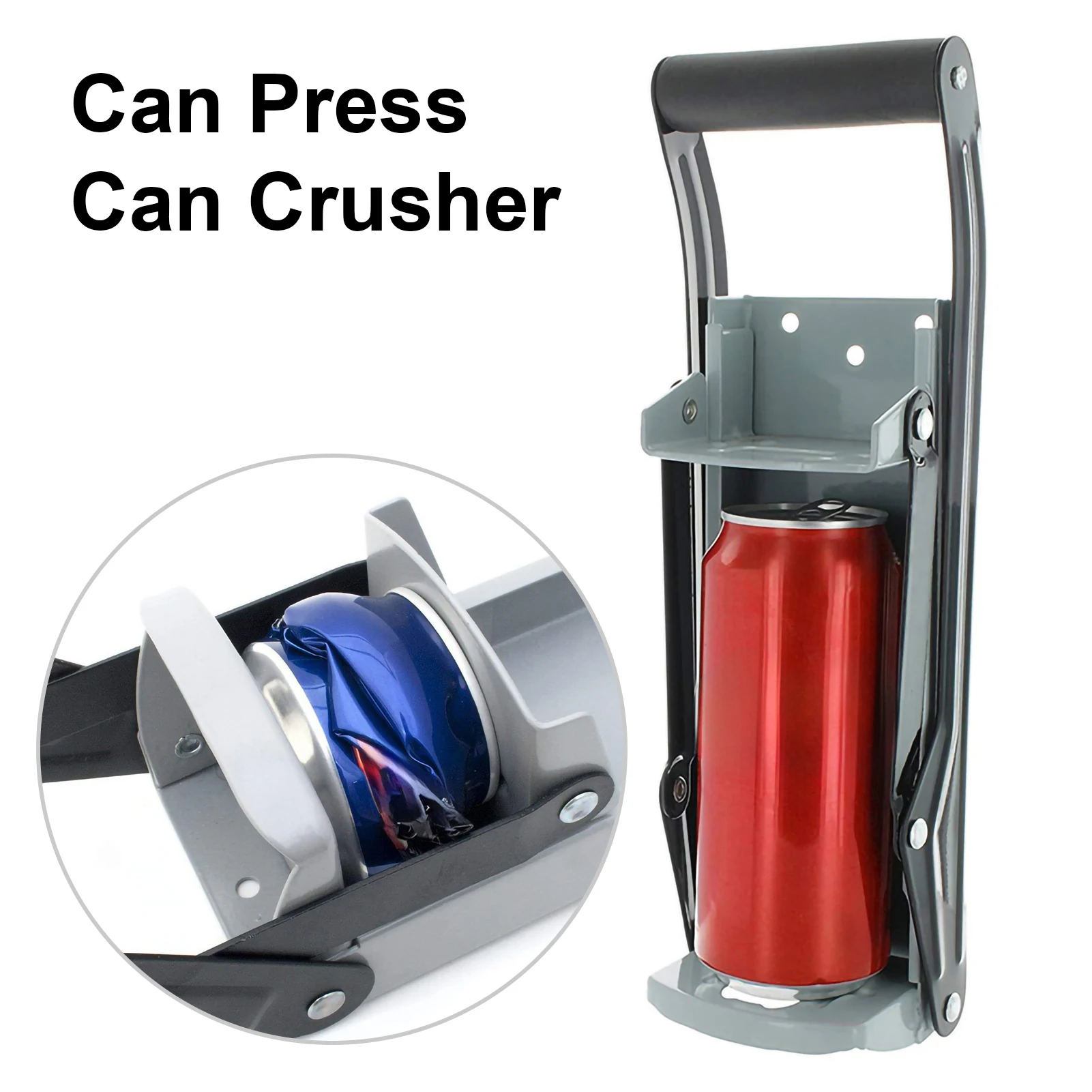 Multifunction Can Crusher for Kitchen, Heavy Duty, Wall Mounted, Hand Push, Soda, Beer, Cola, Bottle Opener, Smasher, Portable S