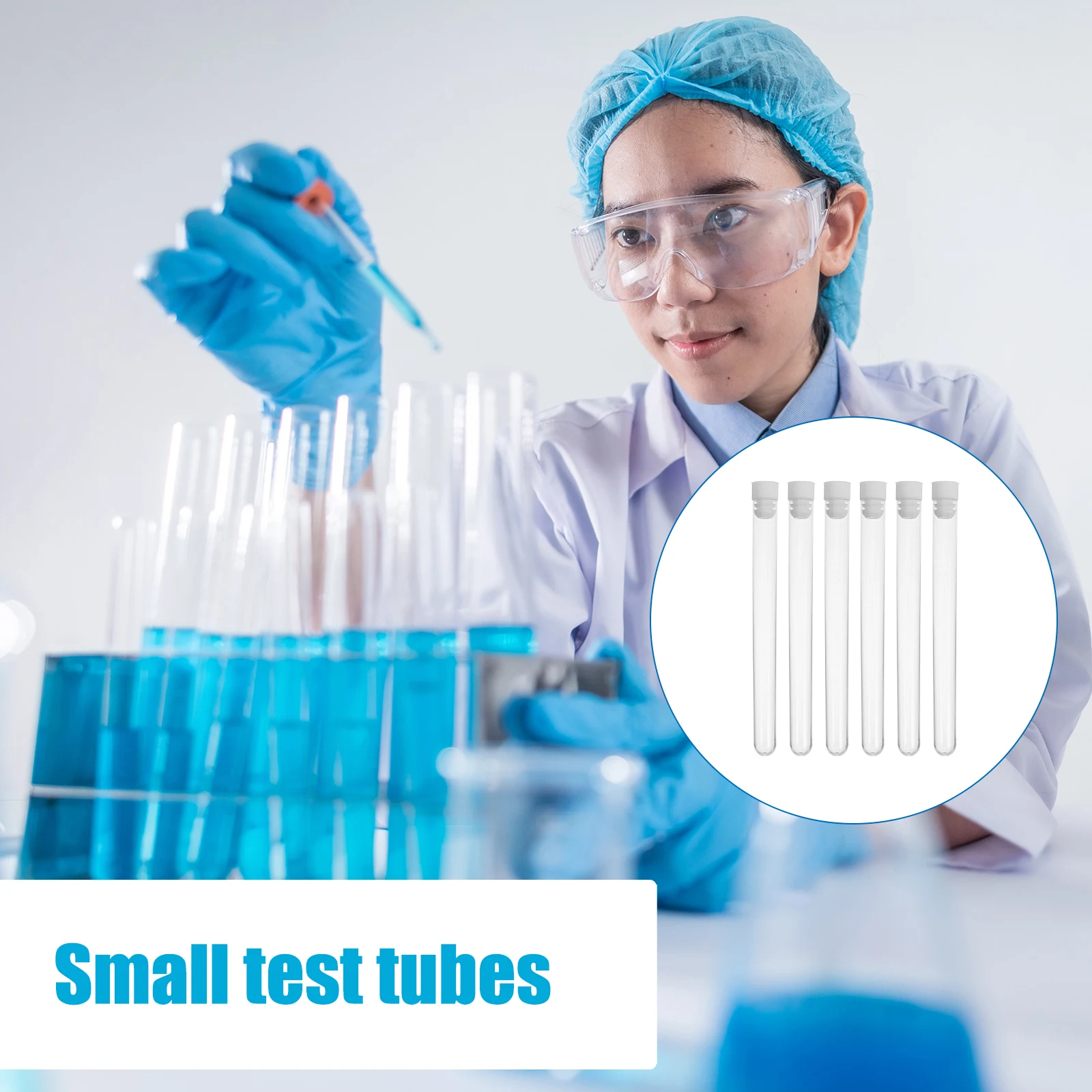 

100pcs Plastic Test Tubes Clear Storage Containers Lids for Needles Beads Sewing Embroidery Crafting ganizing Laboratory Use