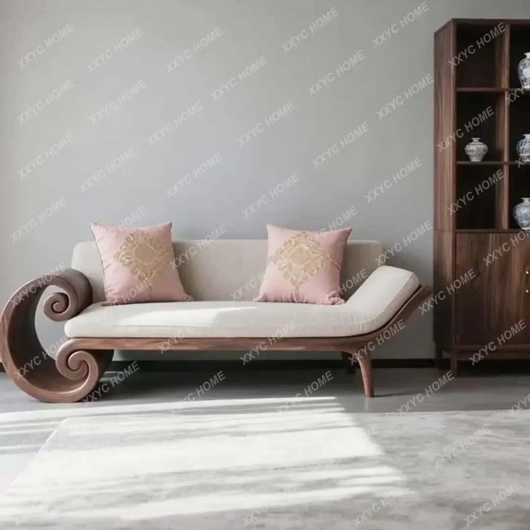 

New Chinese style 0 Zen style concubine couch solid wood leisure sofa chair simple and modernY