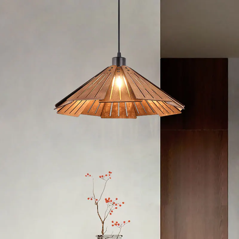 

Dining Room Wooden Pendant Lights Retro Creative Pastoral Table Pendant Lamps for Ceiling Wabi-Sabi Wind Kitchen Island Luminary