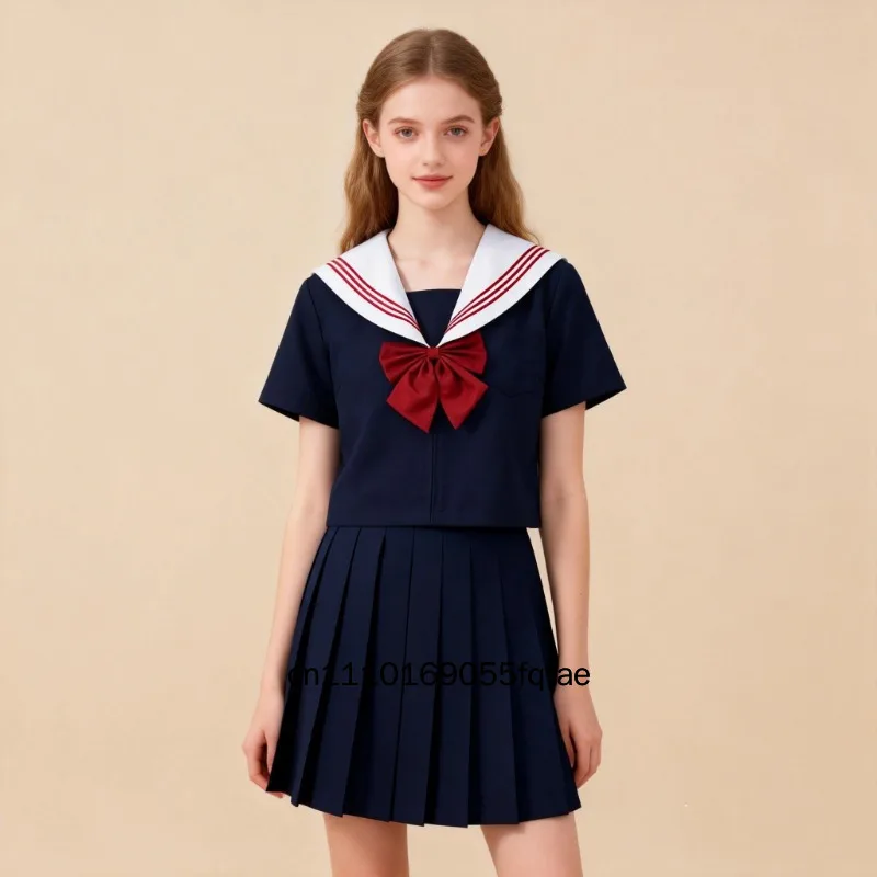 Japanische JK-Uniform, Matrosenanzug, weißes Hemd mit langen Ärmeln und roter Krawatte, klassisches japanisches Schulmädchenkostüm, Cosplay-Outfit für Mädchen. – Detail 4