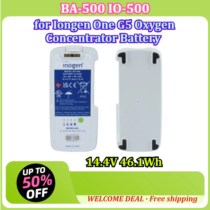 [BA-500 IO-500] for Iongen One G5 Oxygen Concentrator Battery 14.4V 46.1Wh Replacement Lithium Battery