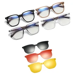 4 In 1 Polarized 3 Colors Optical Magnetic Sunglasses Clip Magnet Clip On Sunglasses Clip On Sun Glasses Faux Wood Legs